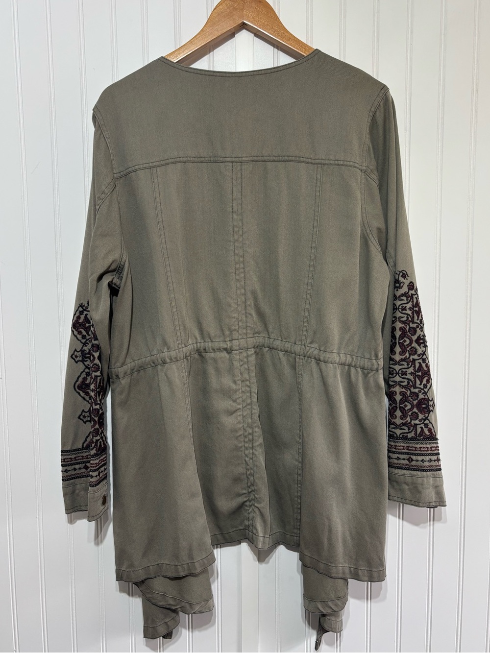 Knox Rose Olive Green Embroidered Jacket Boho Utility Cardigan Size XXL Earthy - Picture 6 of 13
